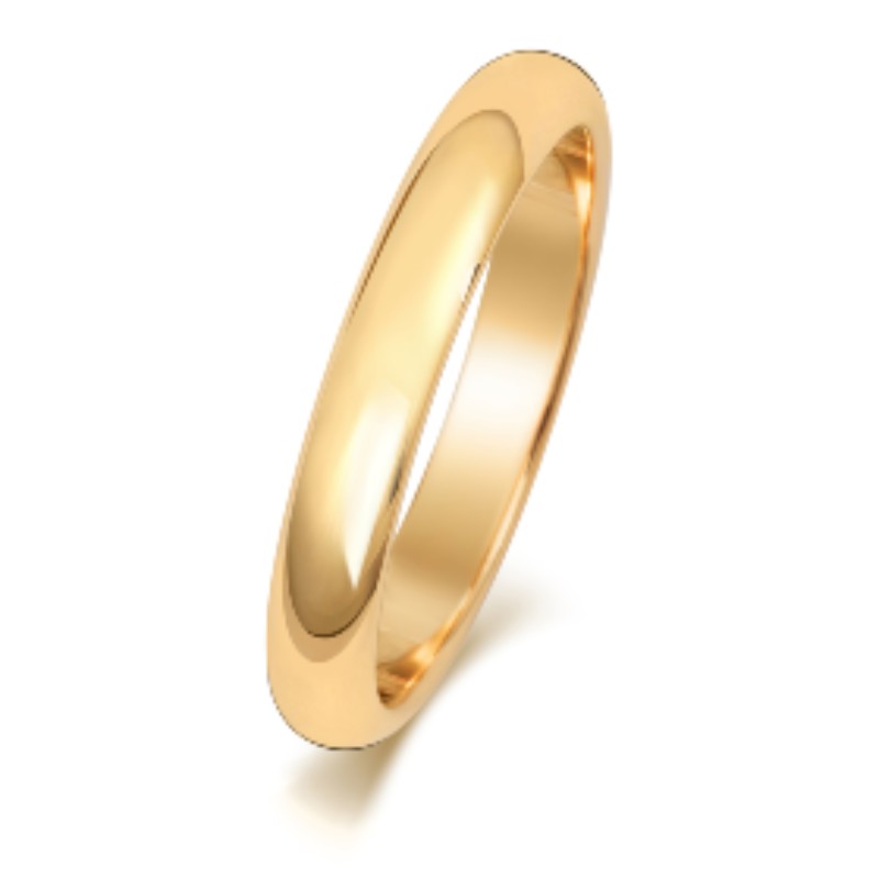 3mm Yellow Gold Wedding Ring D Shaped