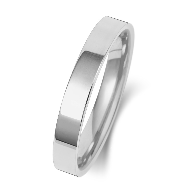3mm Flat White Wedding Ring